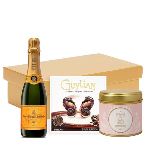 Veuve Clicquot Yellow label Brut Champagne 37.5cl And Candle Gift Hamper